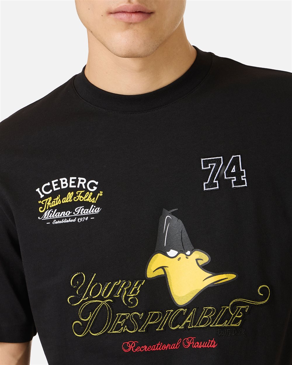Regular fit black cotton jersey T-shirt with Looney Tunes | ICEBERG
