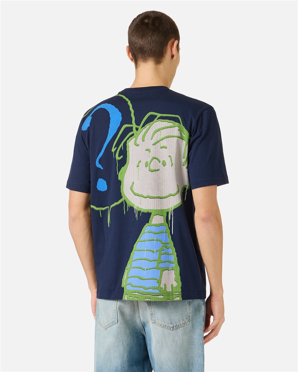 Regular fit blue cotton jersey T-shirt with Peanuts print | ICEBERG