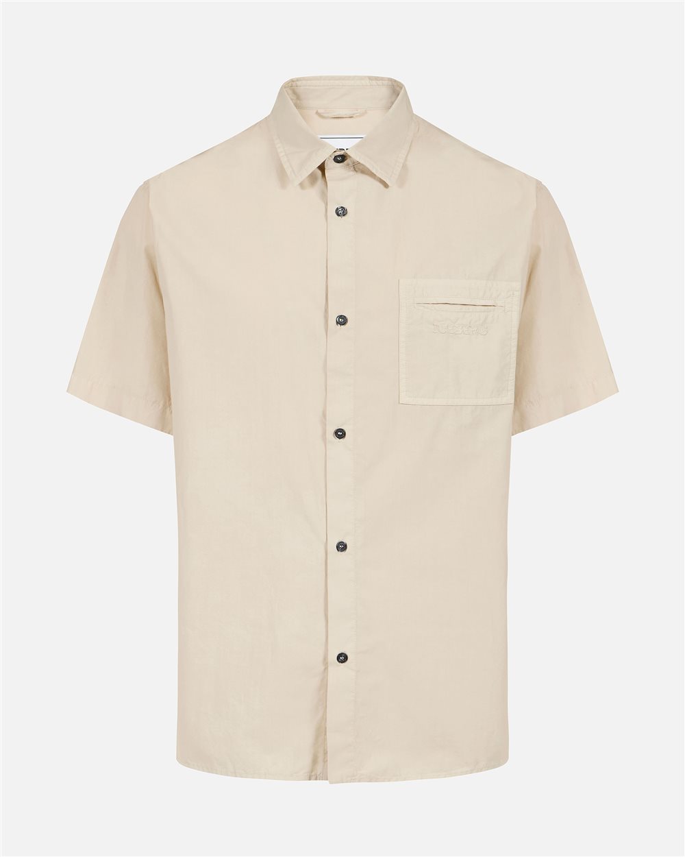 Beige short-sleeved shirt in garment-dyed parachute fabric | ICEBERG