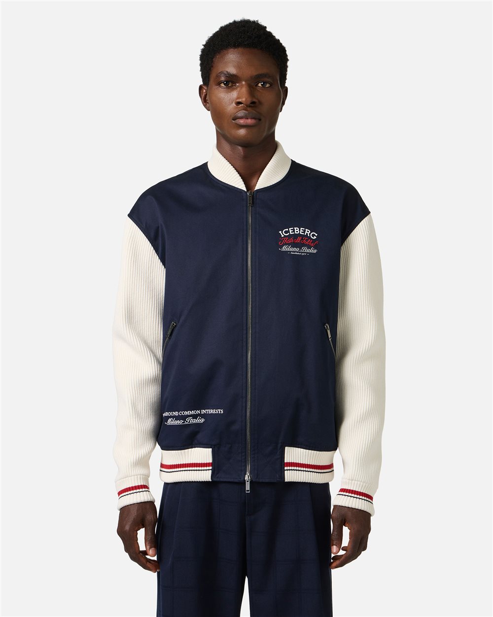 Midnight blue comfort fit gabardine jacket | ICEBERG