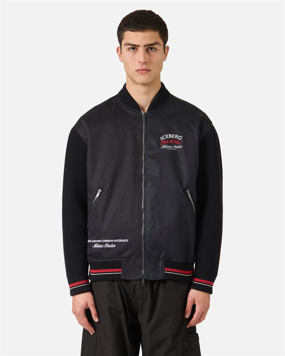 Deep black comfort fit gabardine jacket | ICEBERG