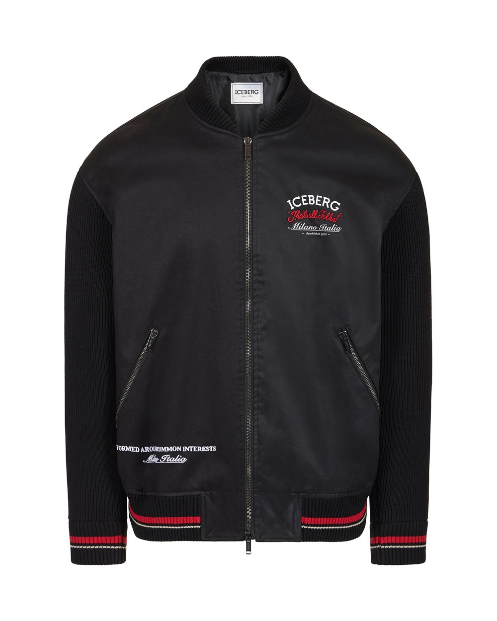 Deep black comfort fit gabardine jacket | ICEBERG