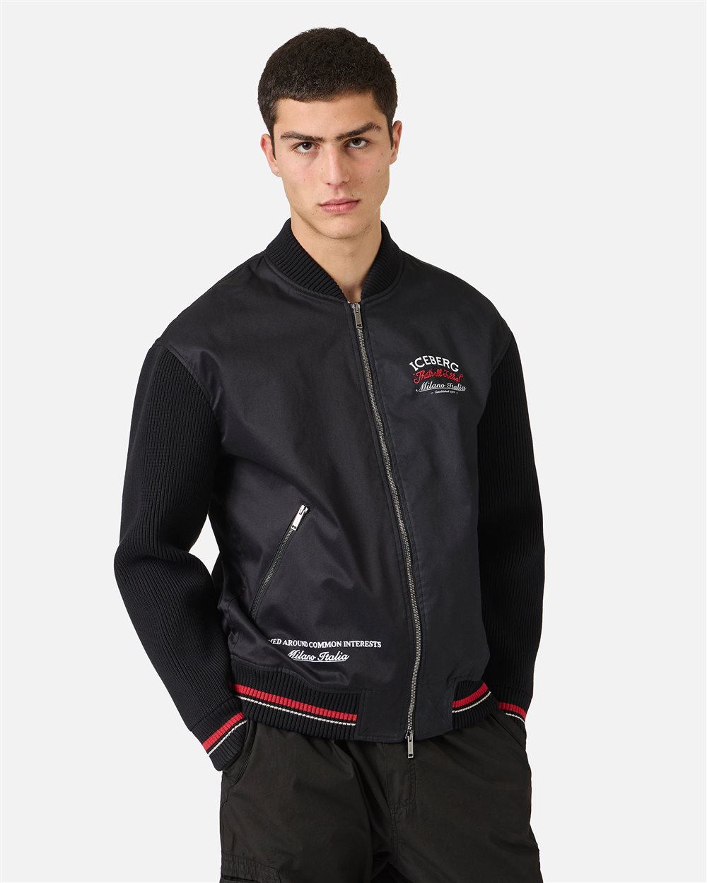 Deep black comfort fit gabardine jacket | ICEBERG