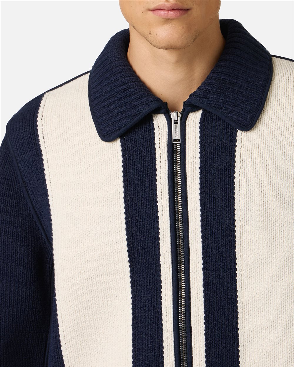 Multicolor jacquard knit jacket with zipper and dragon inlay | ICEBERG