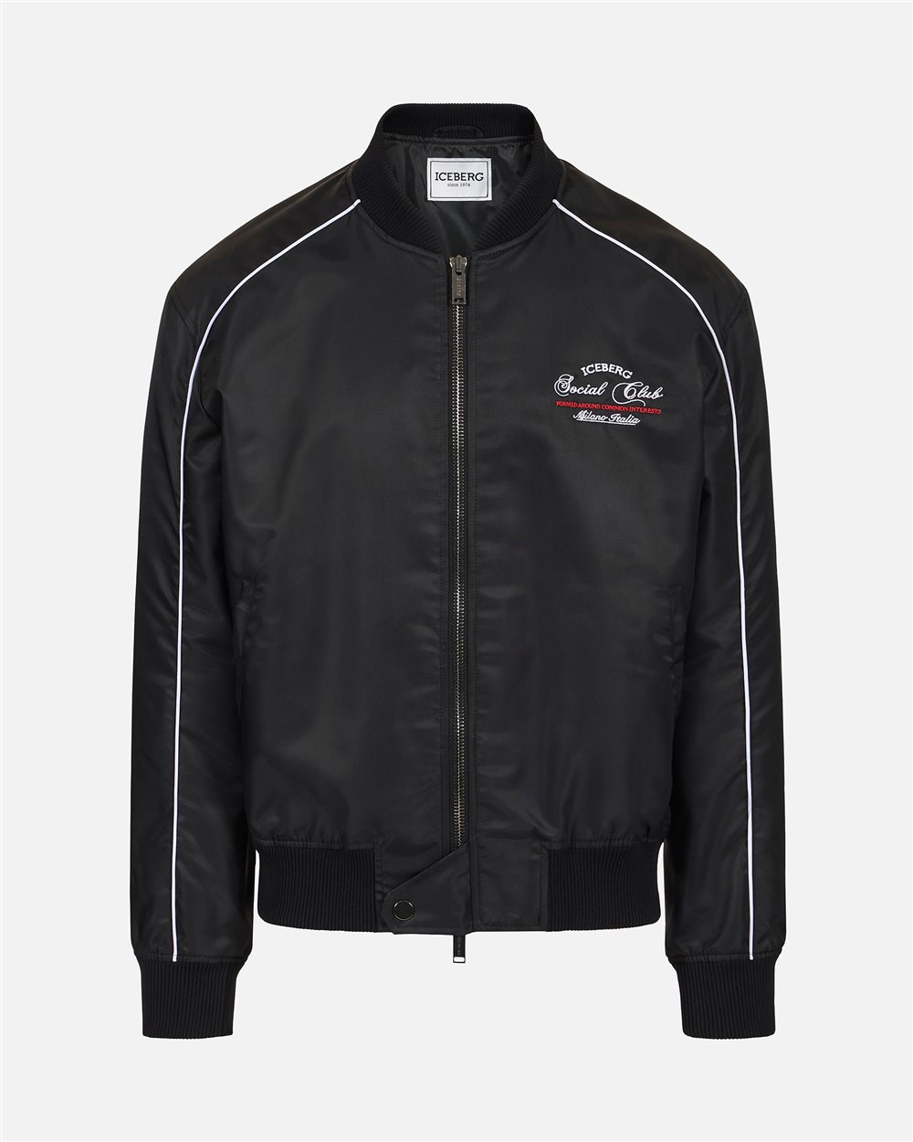 Black comfort fit jacket in recycled nylon | ICEBERG