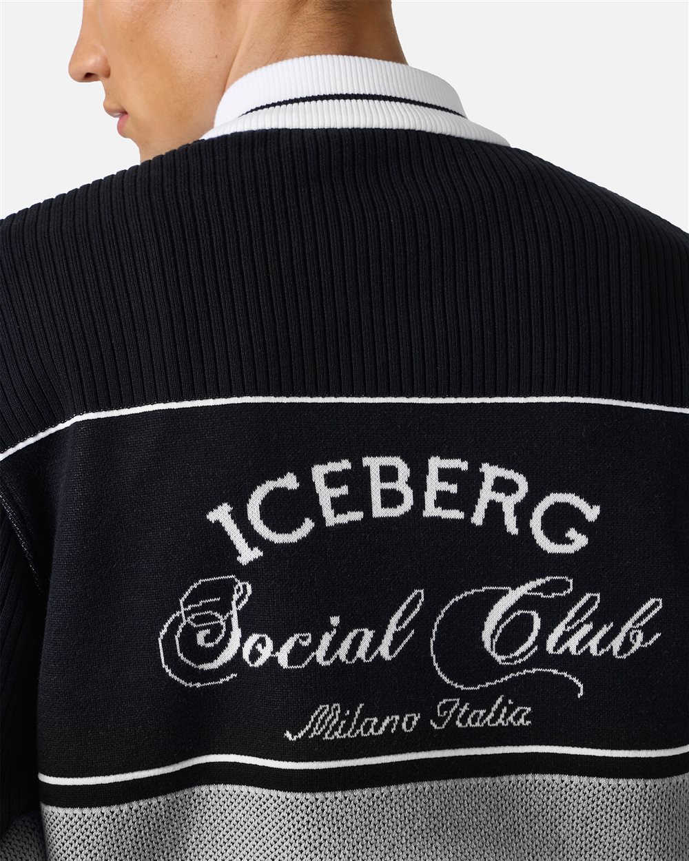 Black jacquard-knit regular fit jacket | ICEBERG