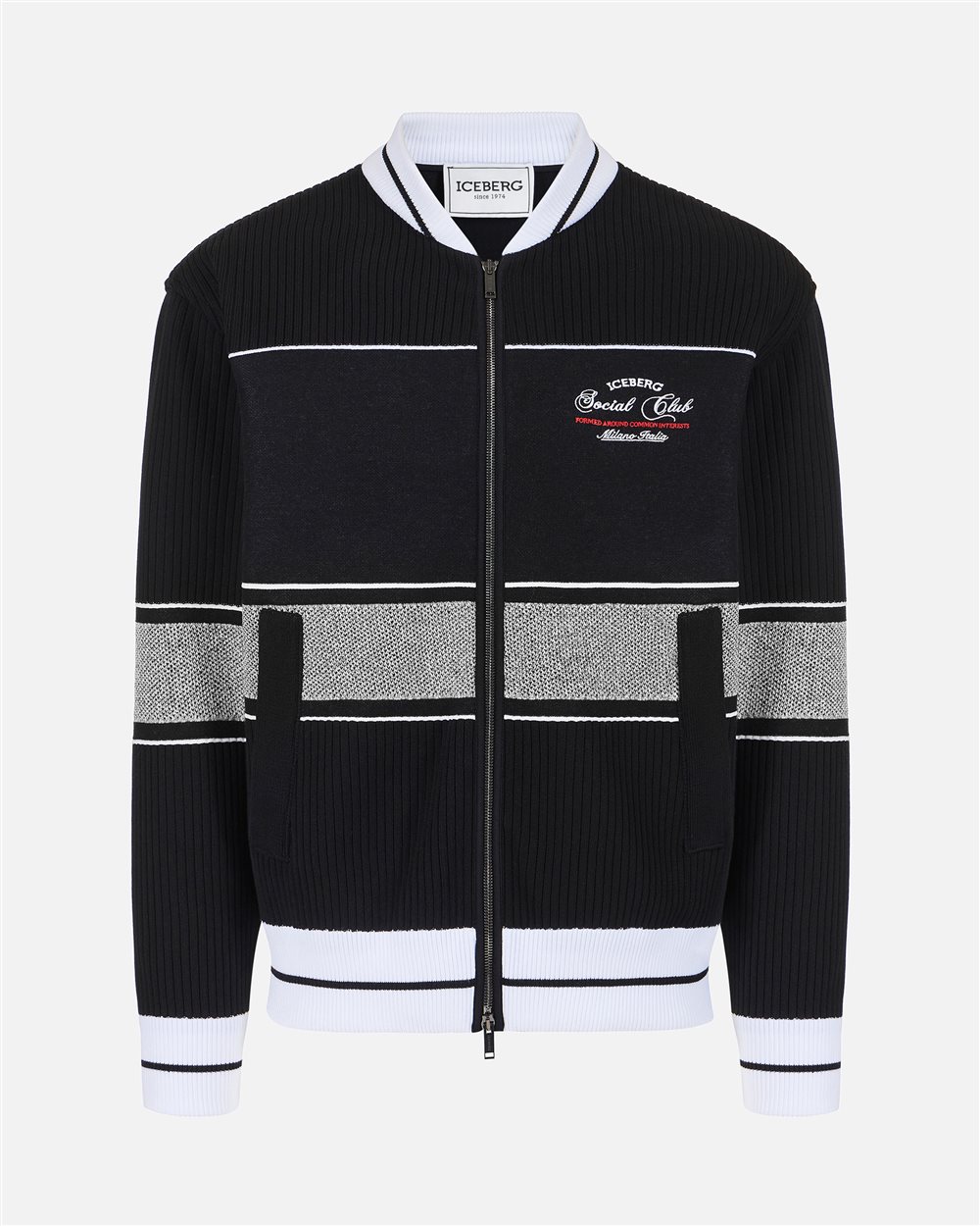Black jacquard-knit regular fit jacket | ICEBERG