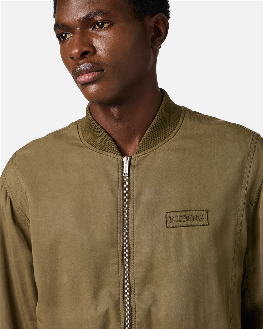 Regular-fit khaki jacket in technical fabric | ICEBERG