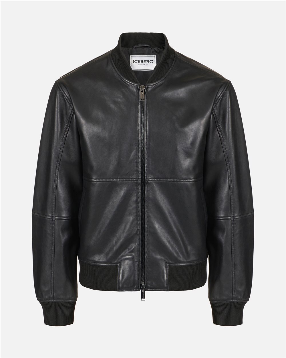 Blue and black leather jacket with dinosaur embroidery | ICEBERG