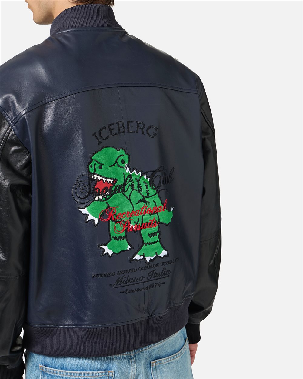激レア ICEBERG 90s レザーパンダジャケット ICEBERG アイスバーグ レザージャケット ジップアップ ブラック オール