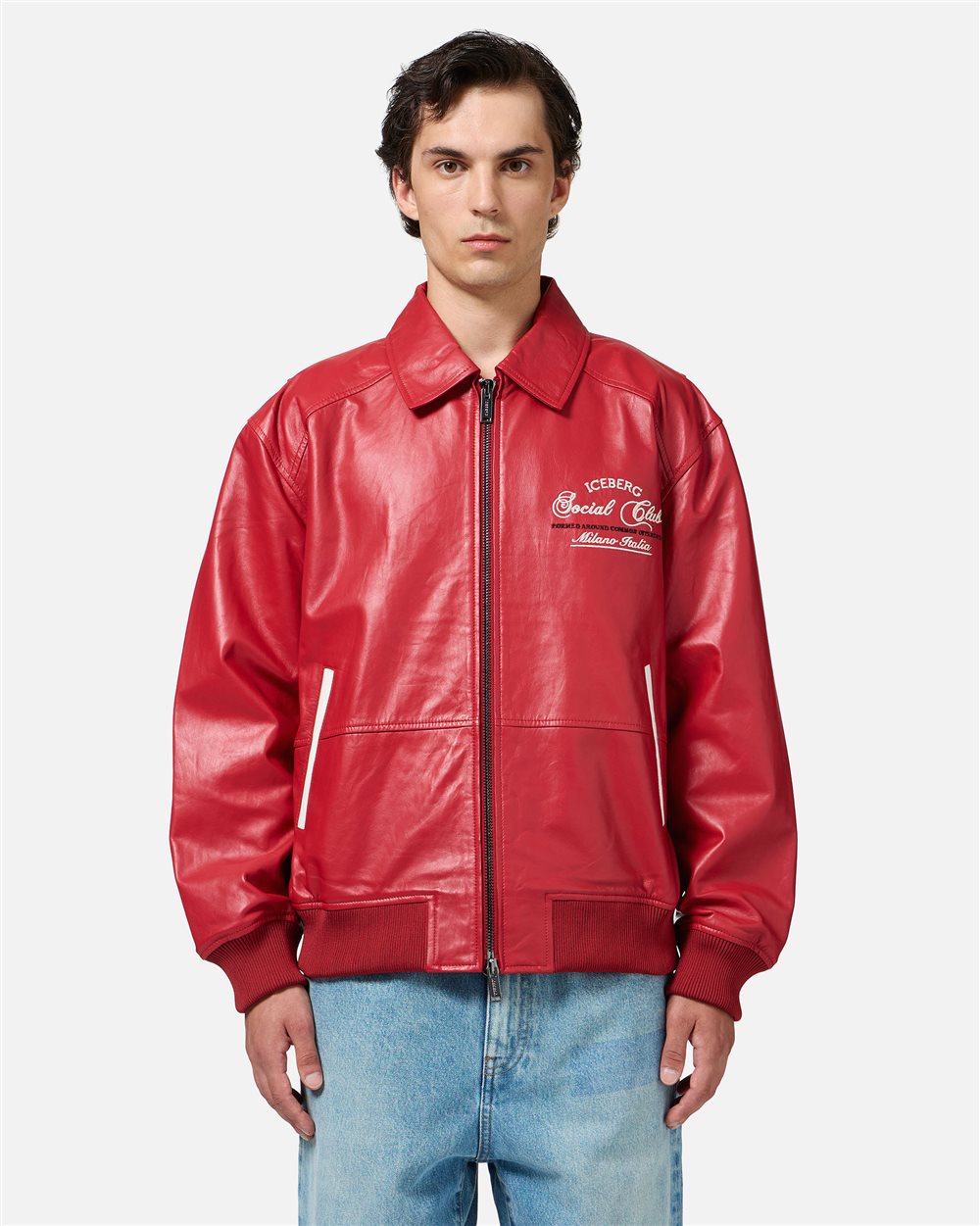 Dark red leather jacket | ICEBERG