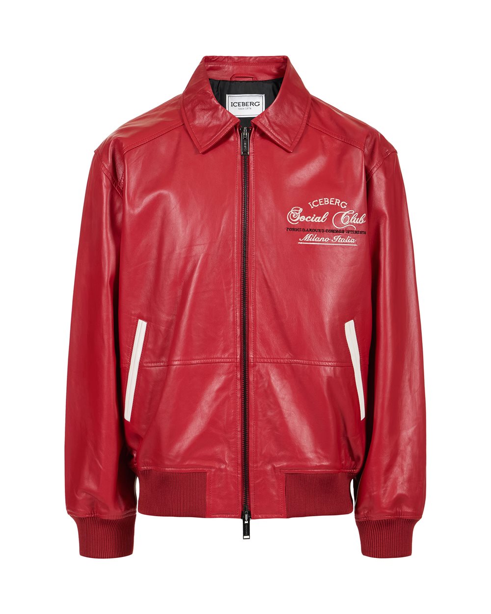 激レア ICEBERG 90s レザーパンダジャケット Dark red leather jacket | ICEBERG