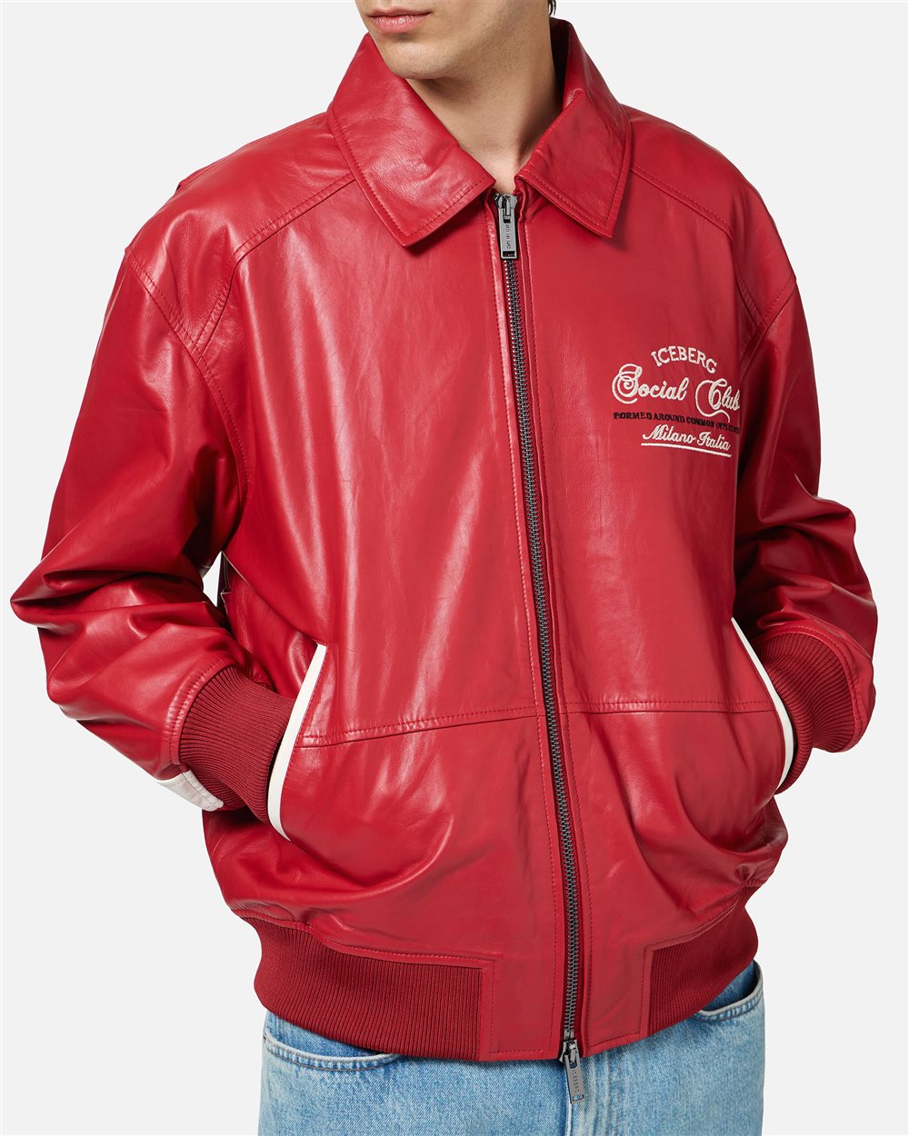 Dark red leather jacket | ICEBERG