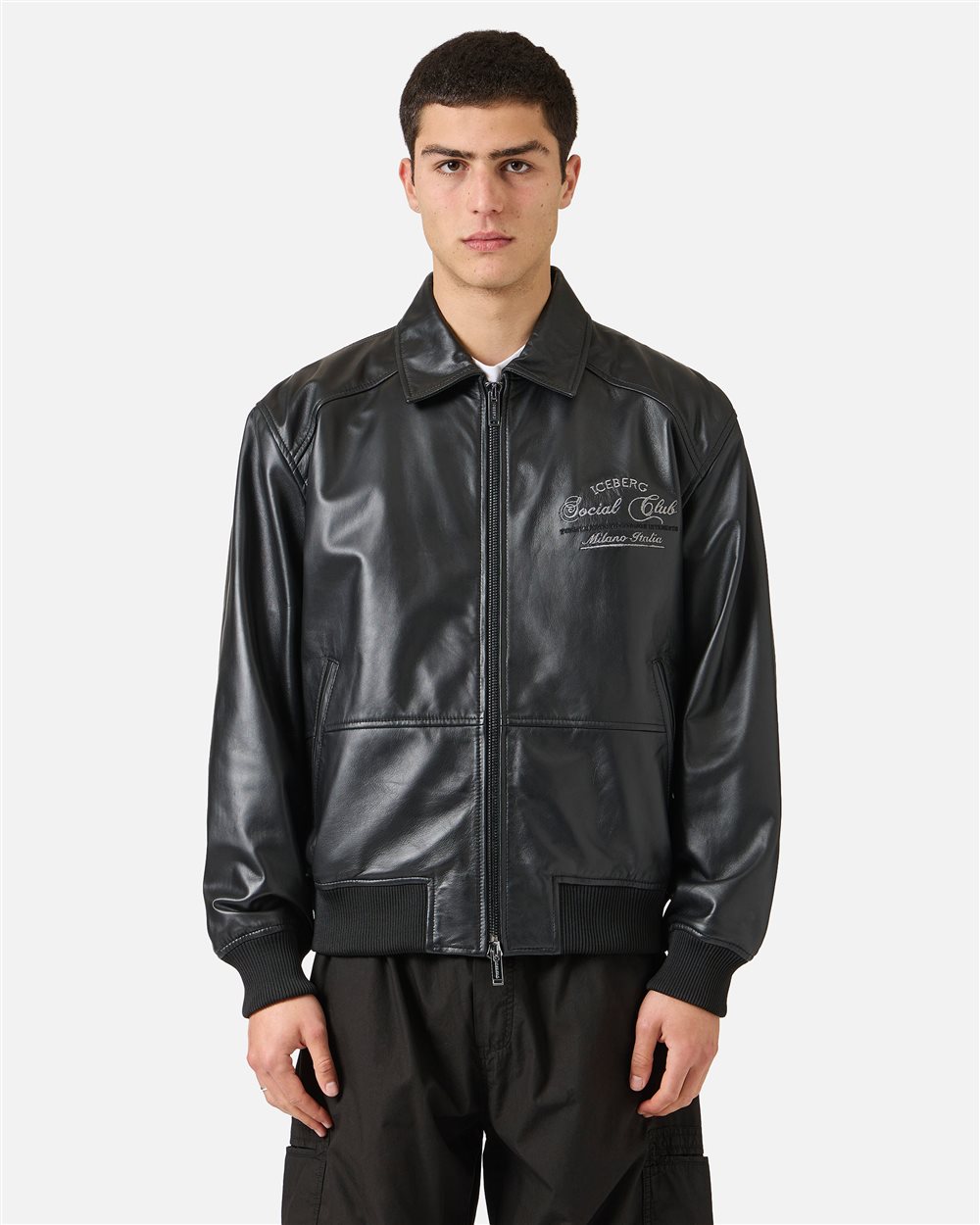Black leather jacket | ICEBERG