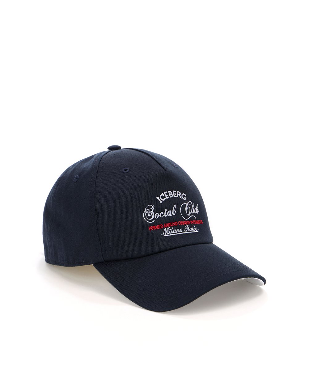 Blue cotton gabardine baseball cap with Iceberg Milano  display picture 3