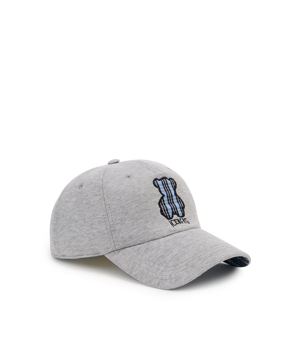 Light gray melange baseball cap in cotton fleece, with bear  display picture 2
