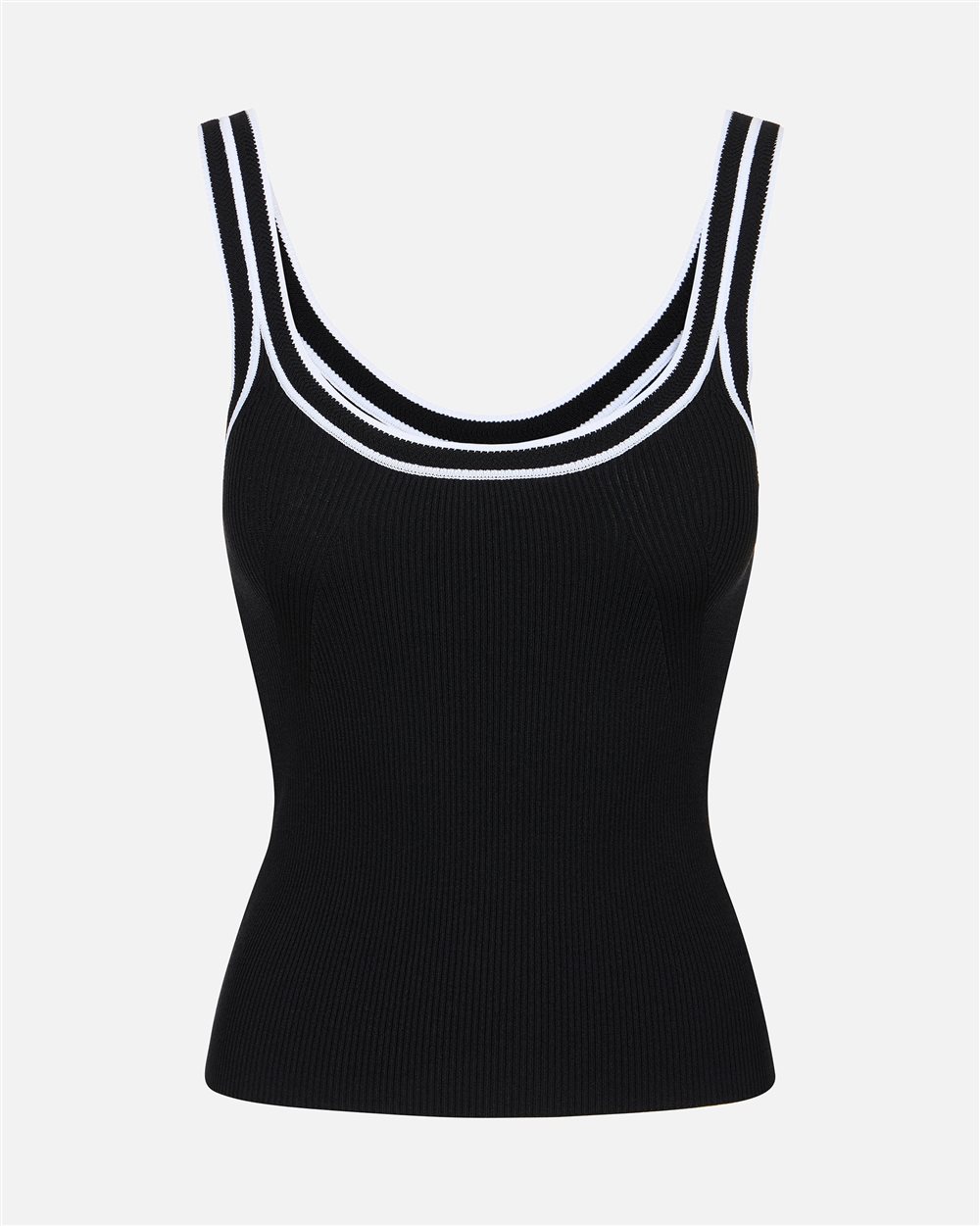 Black ribbed tank top in stretch cotton | ICEBERG