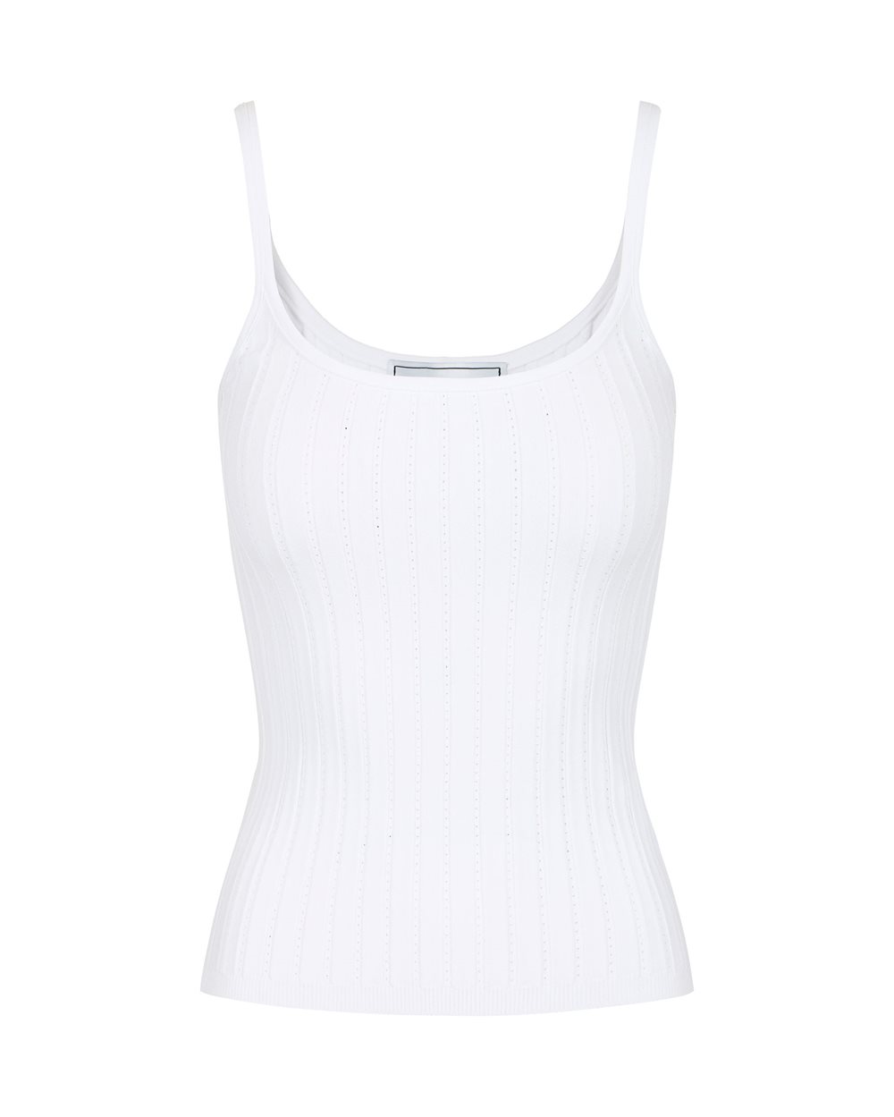 Optic white ribbed tank top in viscose with eyelet details | ICEBERG