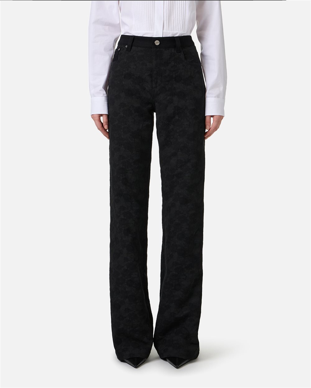 Black regular fit pants in technical jacquard fabric | ICEBERG