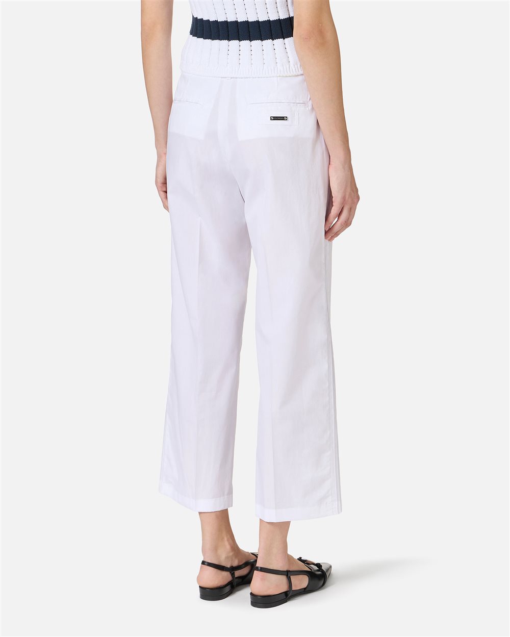 Optic white regular fit cotton poplin pants | ICEBERG