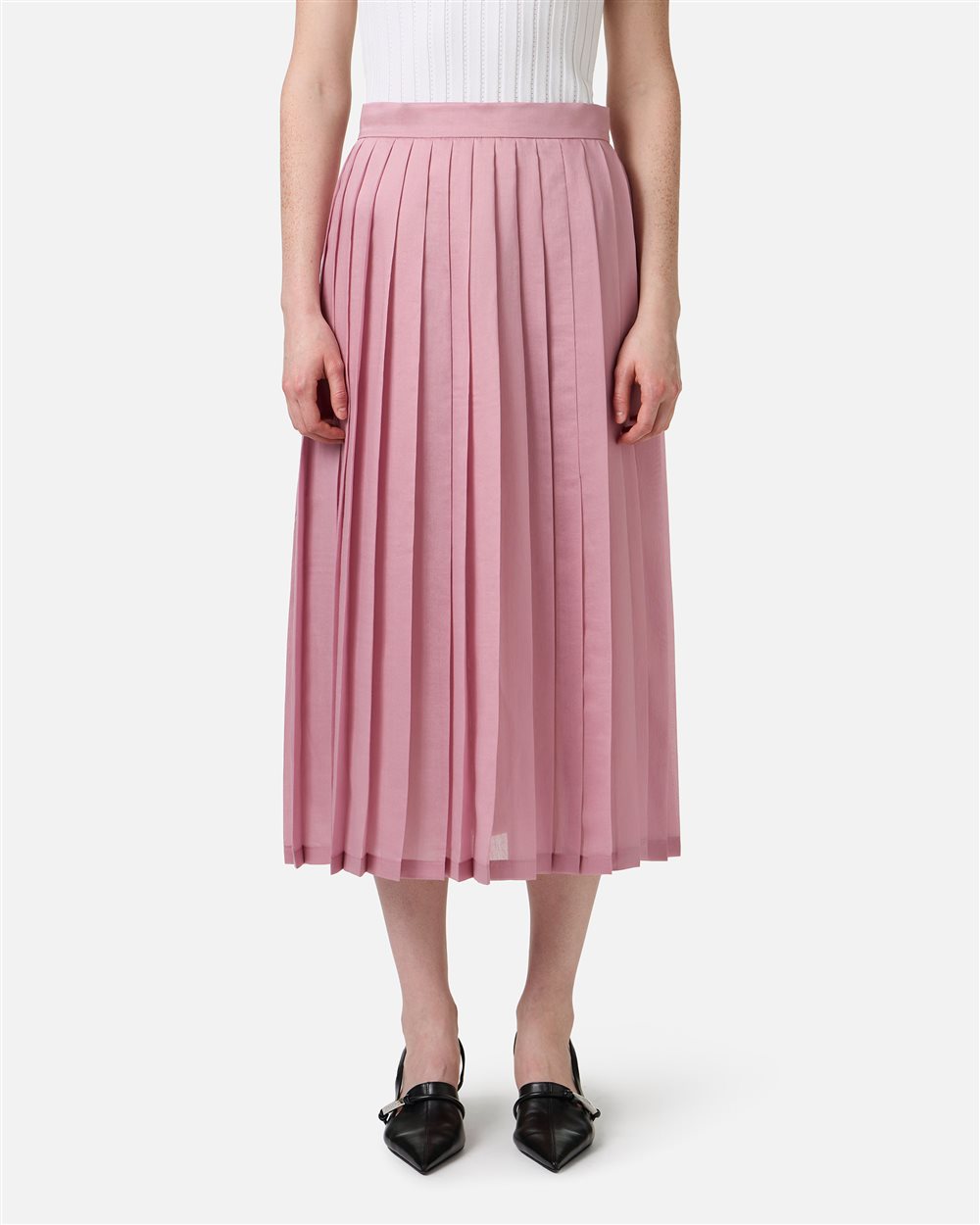 Regular fit pink muslin pleated skirt | ICEBERG