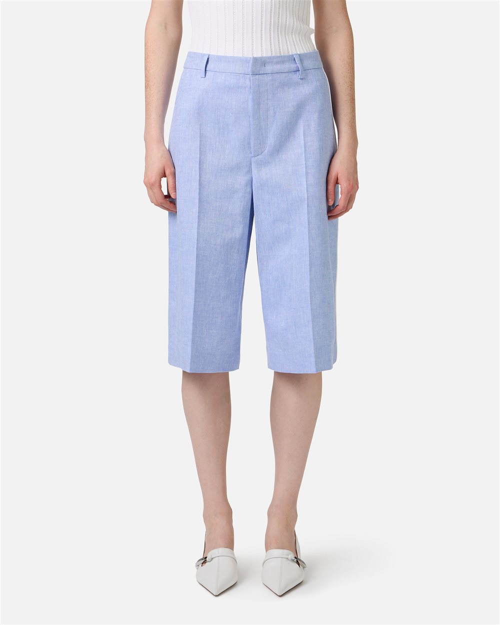 blu bermuda dress code Light blue regular fit shorts in diagonal linen-blend fabric Style:short sleeve top + tutu Designed to move seamlessly robe multicolore MODEST BRIDAL BY MON