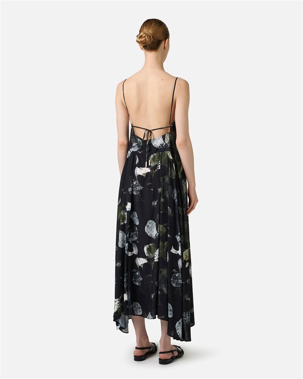 black and green high low dress Relaxed fit patterned viscose with shoulder straps black and green wedding dress