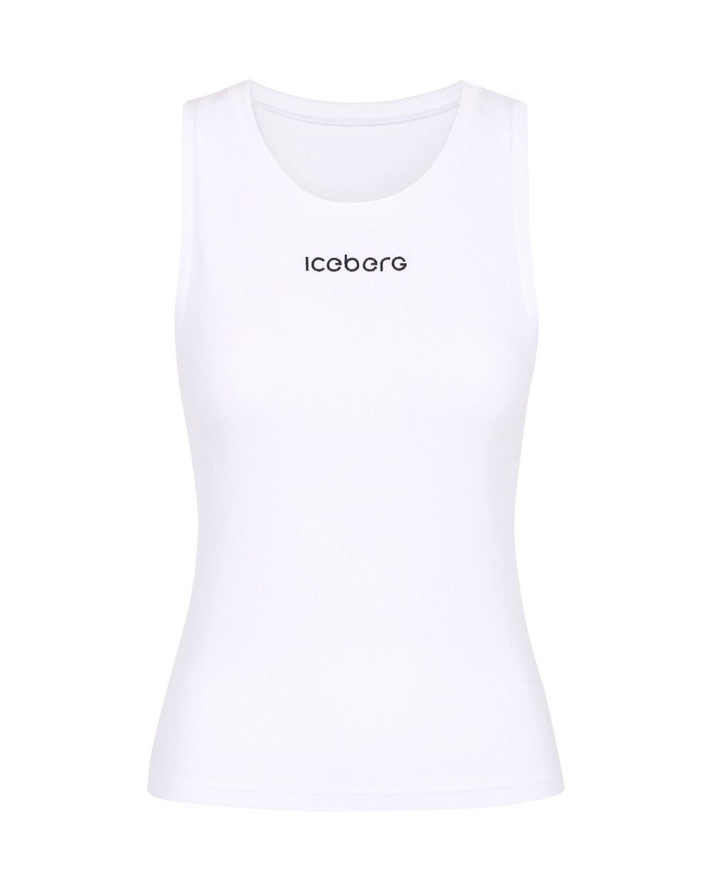 Optic white ribbed stretch cotton jersey tank top | ICEBERG