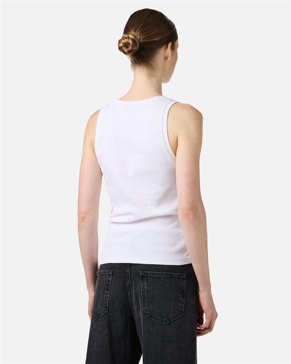 Optic white ribbed stretch cotton jersey tank top | ICEBERG