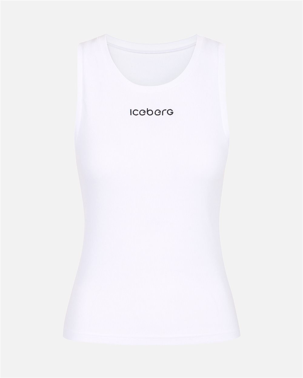 Optic white ribbed stretch cotton jersey tank top | ICEBERG