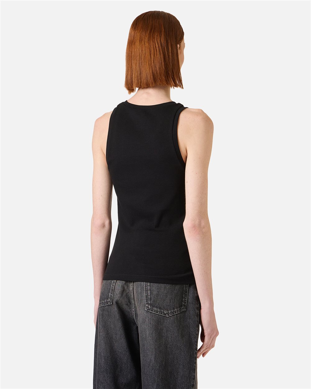 Black ribbed stretch cotton jersey tank top | ICEBERG