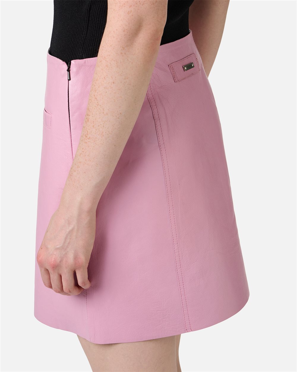 Mini fit pink two-tone nappa leather skirt | ICEBERG