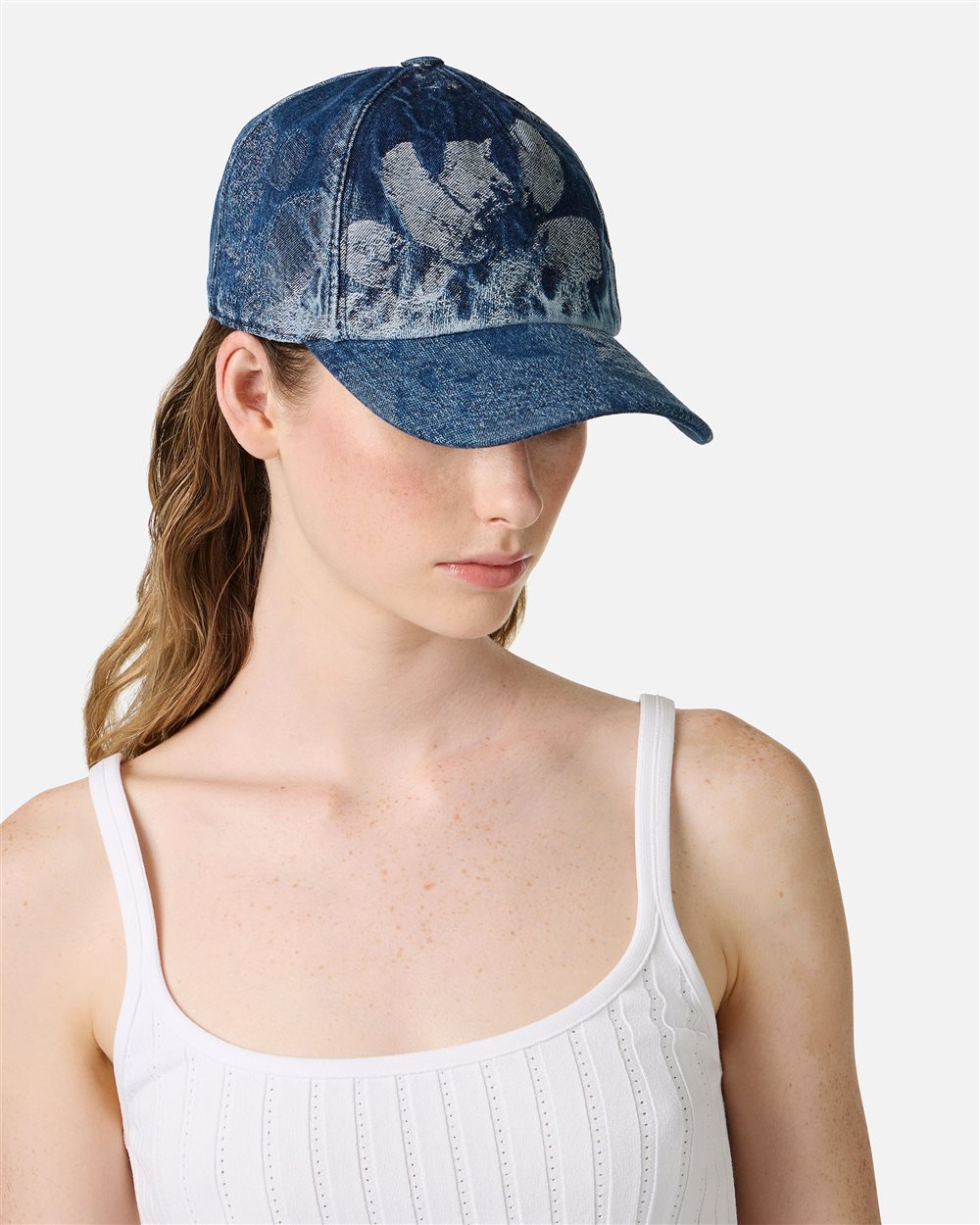 Indigo floral jacquard denim baseball cap | ICEBERG