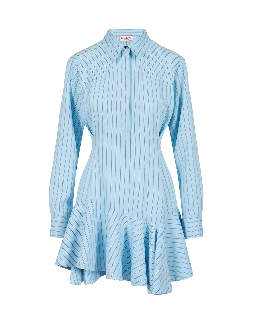 Iceberg Light blue and White pinstripe long-sleeved viscose dress