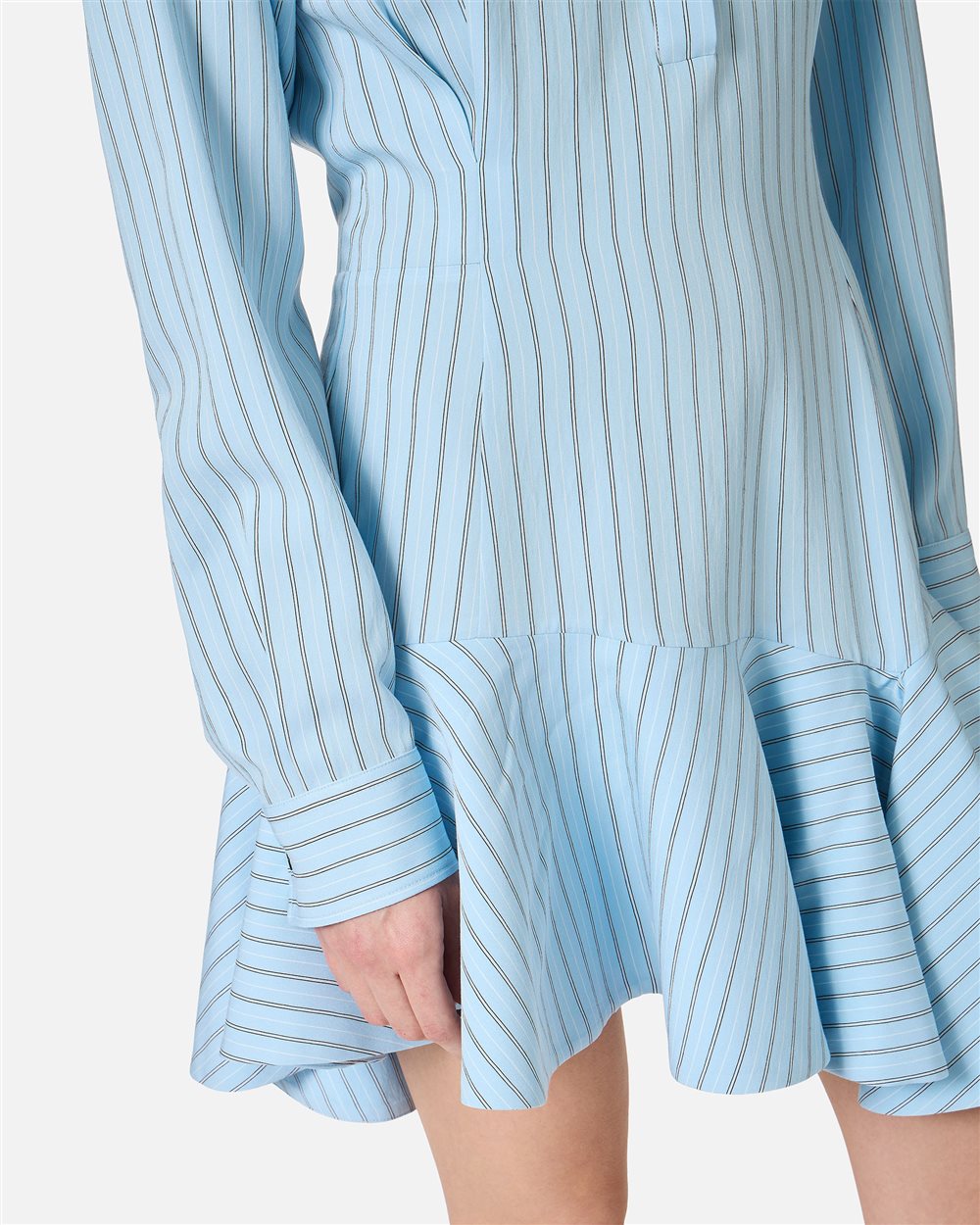 Iceberg Light blue and White pinstripe long-sleeved viscose dress