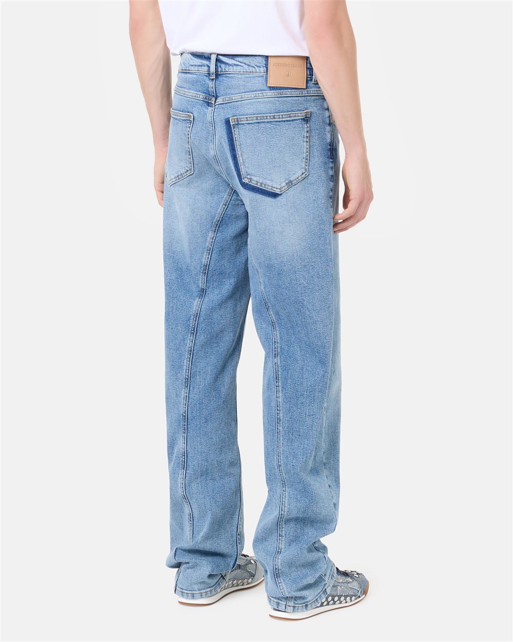 Indigo, 5-pocket baggy fit cotton denim pants | ICEBERG