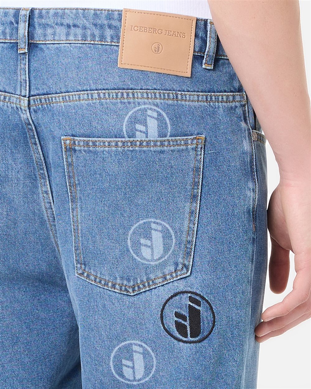 Loose fit indigo 5-pocket cotton denim pants | ICEBERG