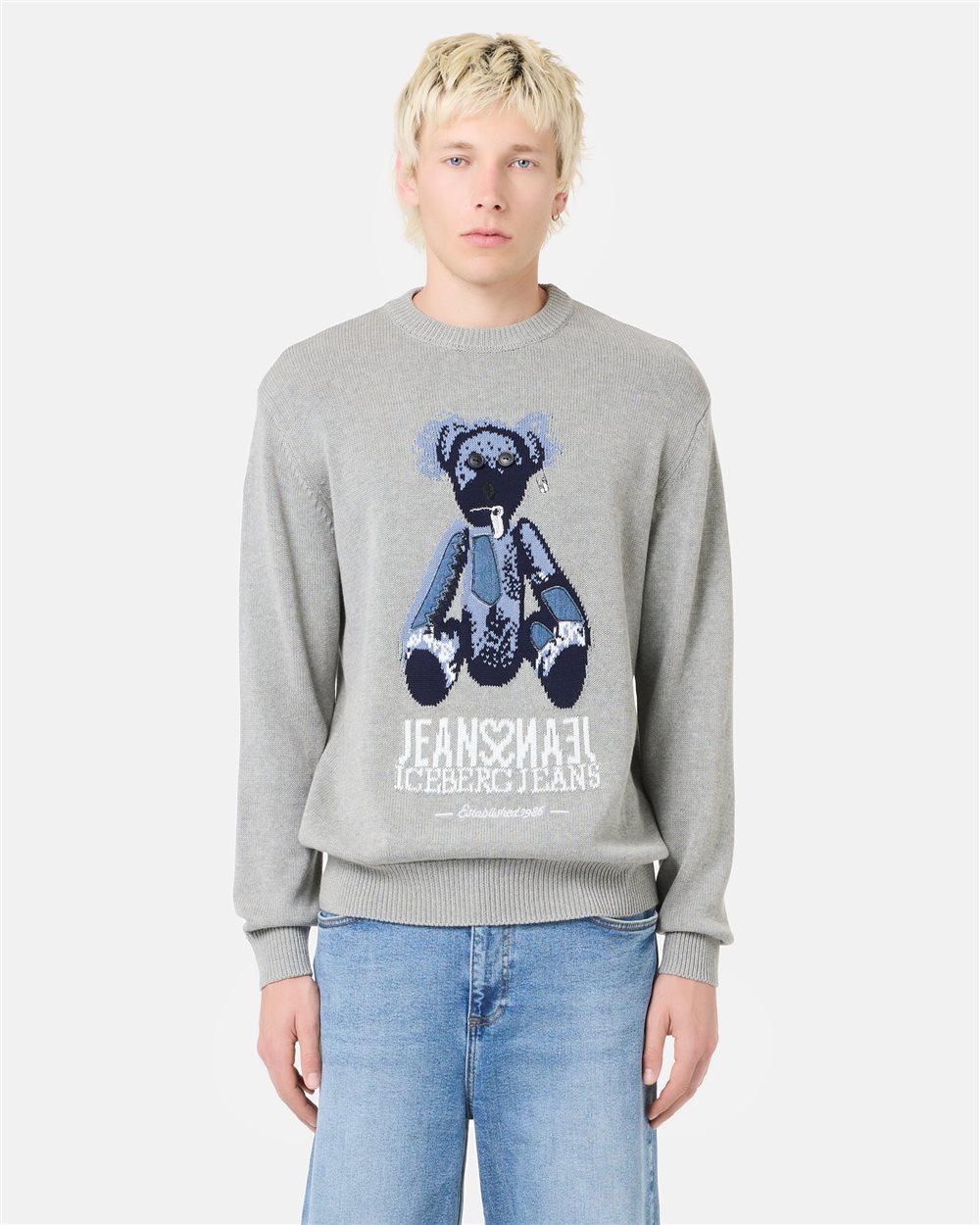 ICEBERG ニット Multicolored cotton crew neck sweater with stripes and logo | ICEBERG