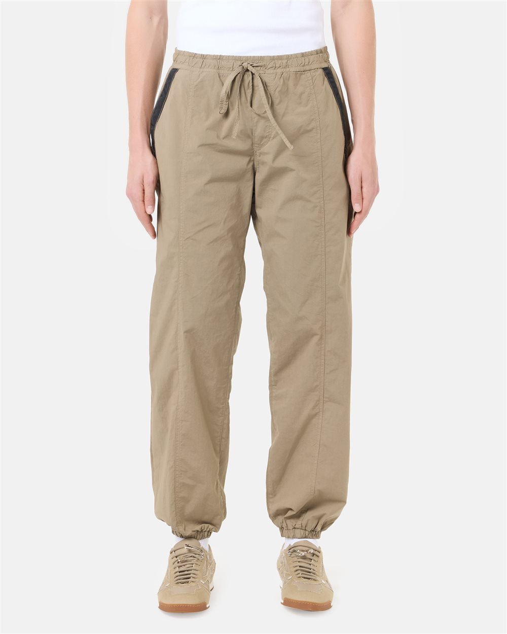 Loose fit sage green cargo pants in cotton parachute fabric | ICEBERG