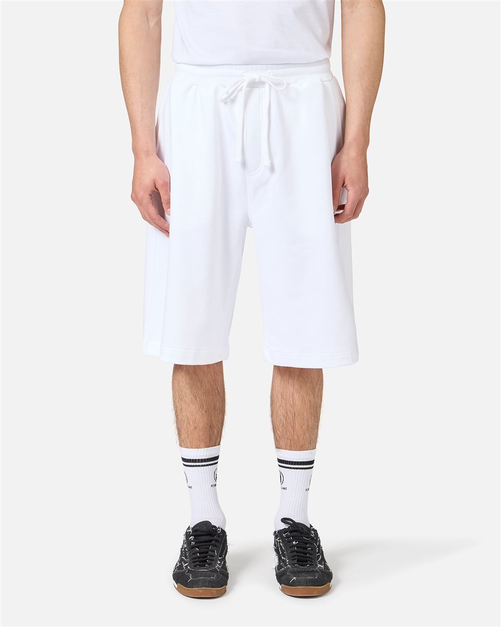 Regular fit optic white cotton Bermuda shorts | ICEBERG
