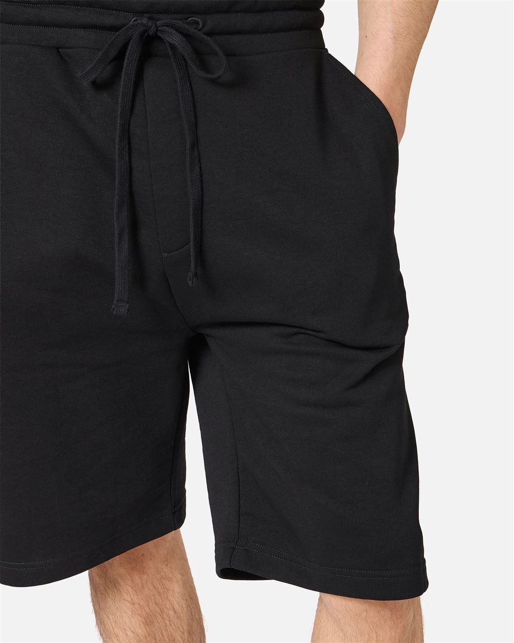 Black slim fit cotton fleece Bermuda shorts | ICEBERG