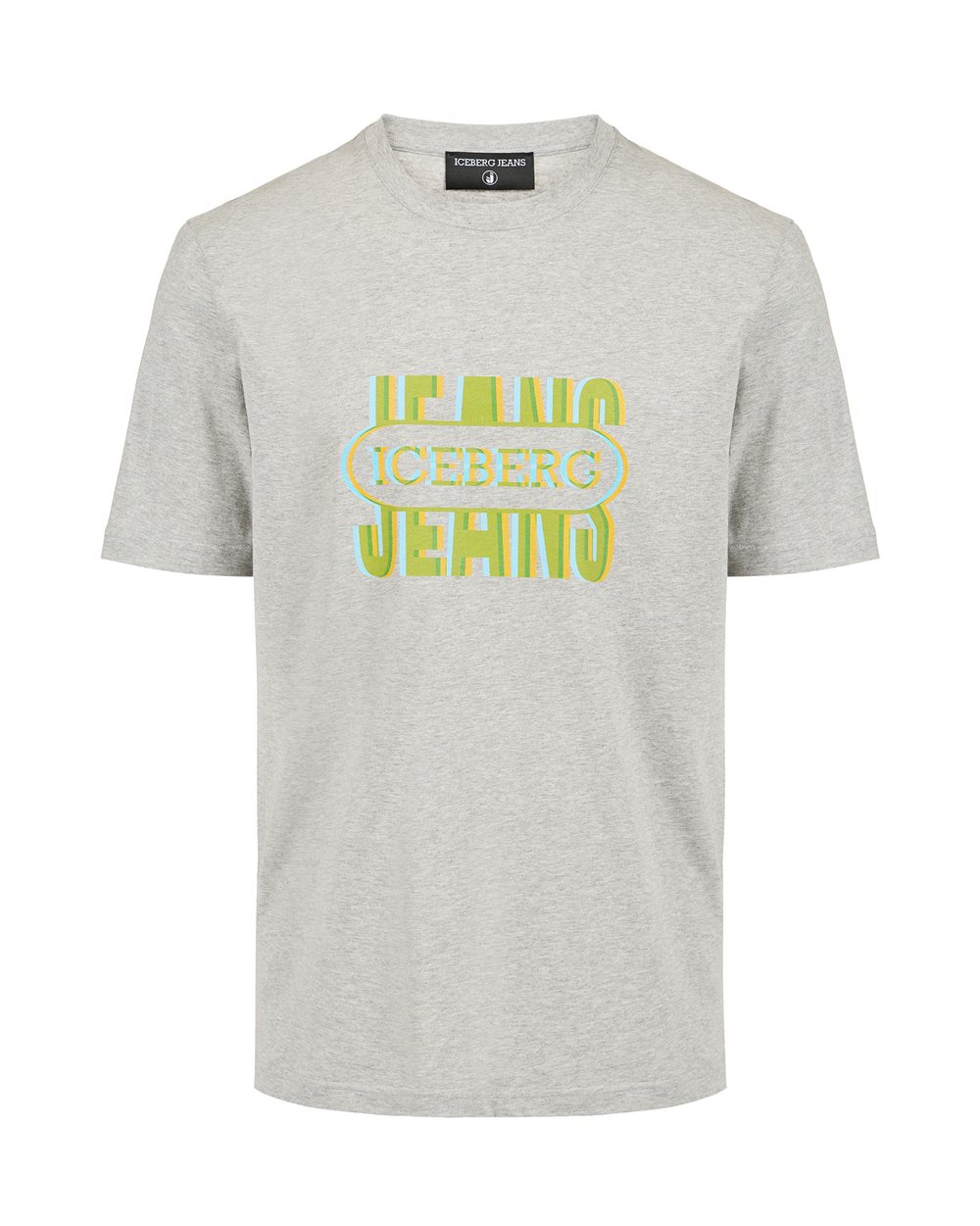 Light gray melange, regular fit cotton jersey T-shirt | ICEBERG