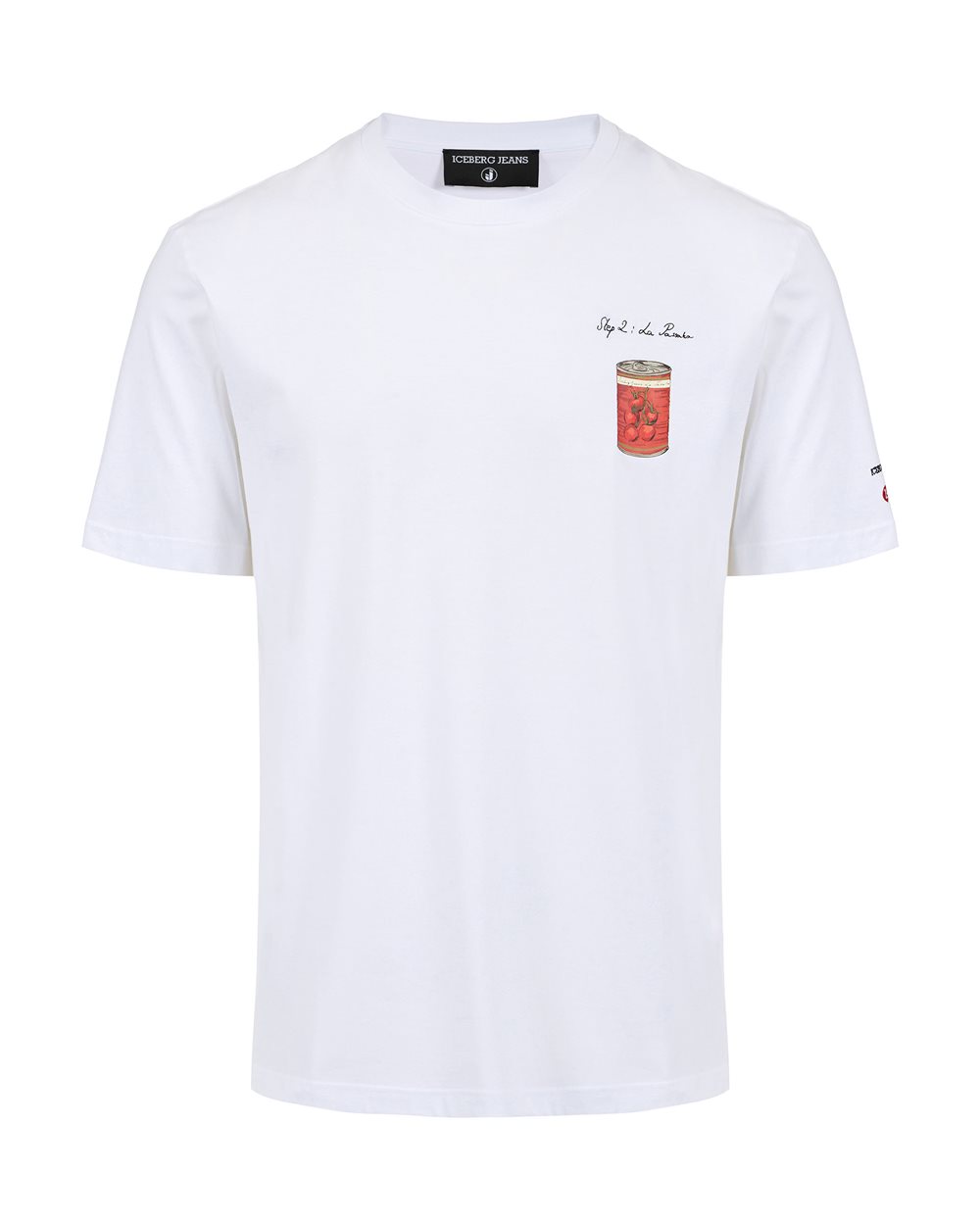 Regular fit optic white cotton jersey T-shirt with Tomato print