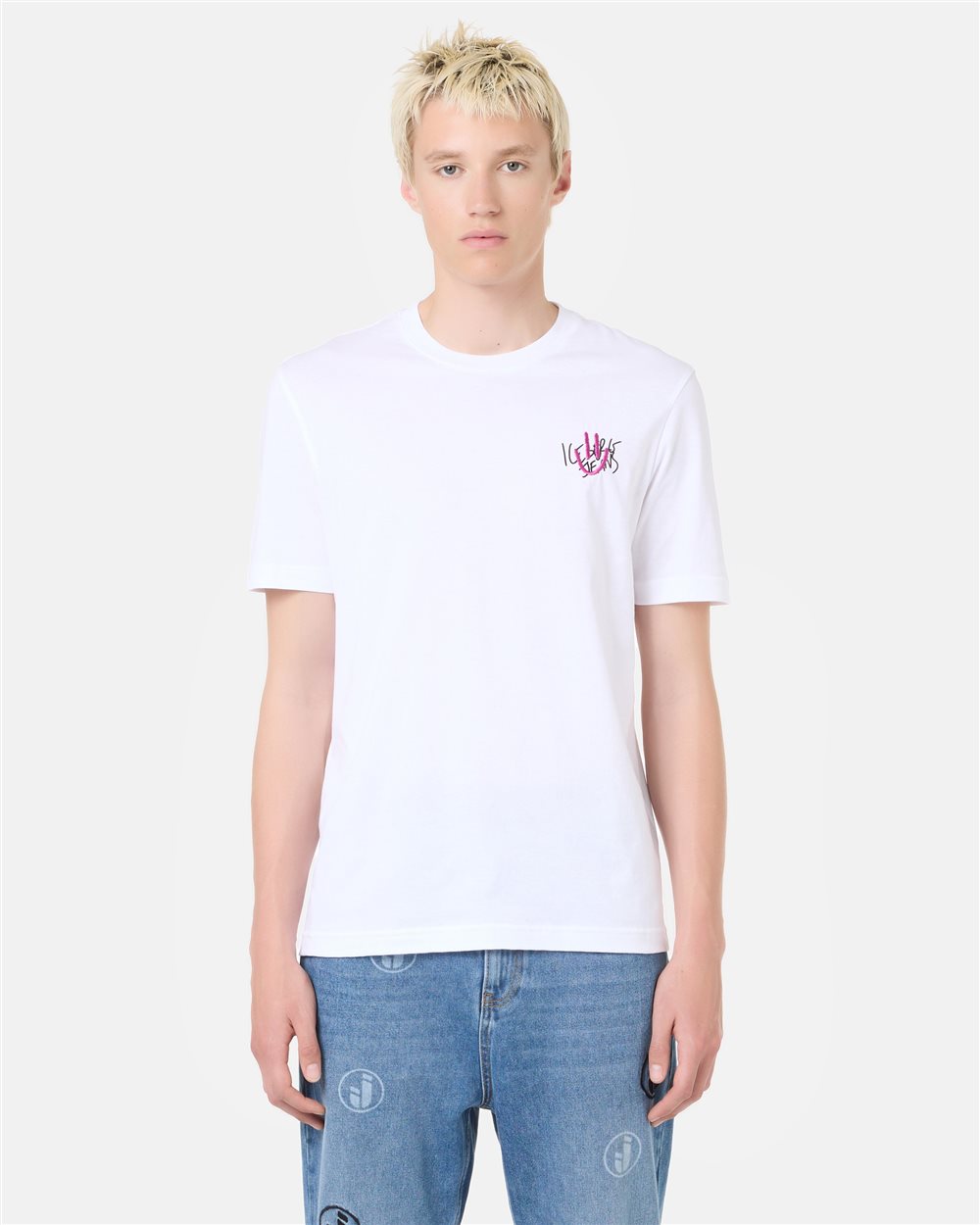 Optic white, regular fit cotton jersey T-shirt | ICEBERG