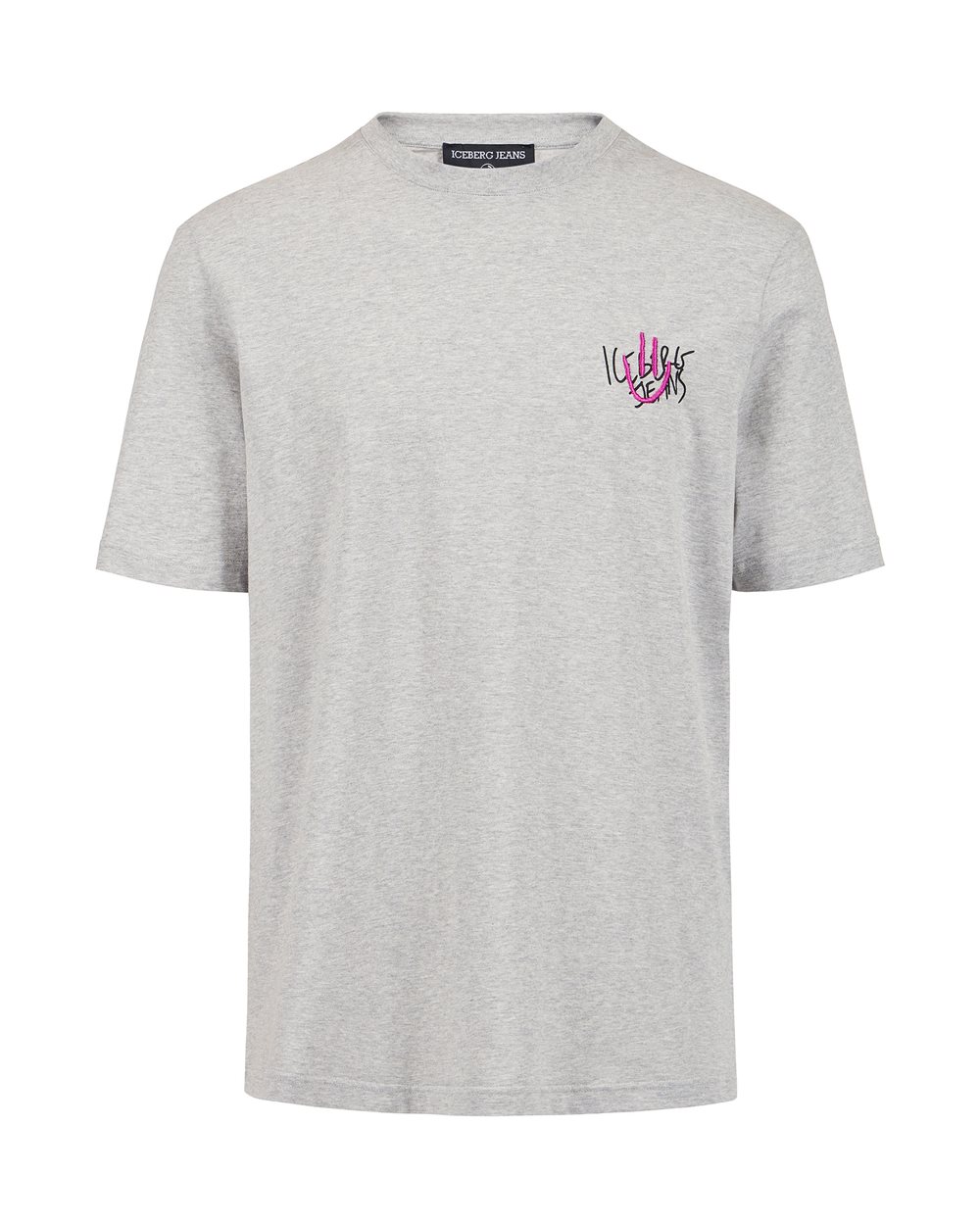 Light gray melange, regular fit cotton jersey T-shirt | ICEBERG