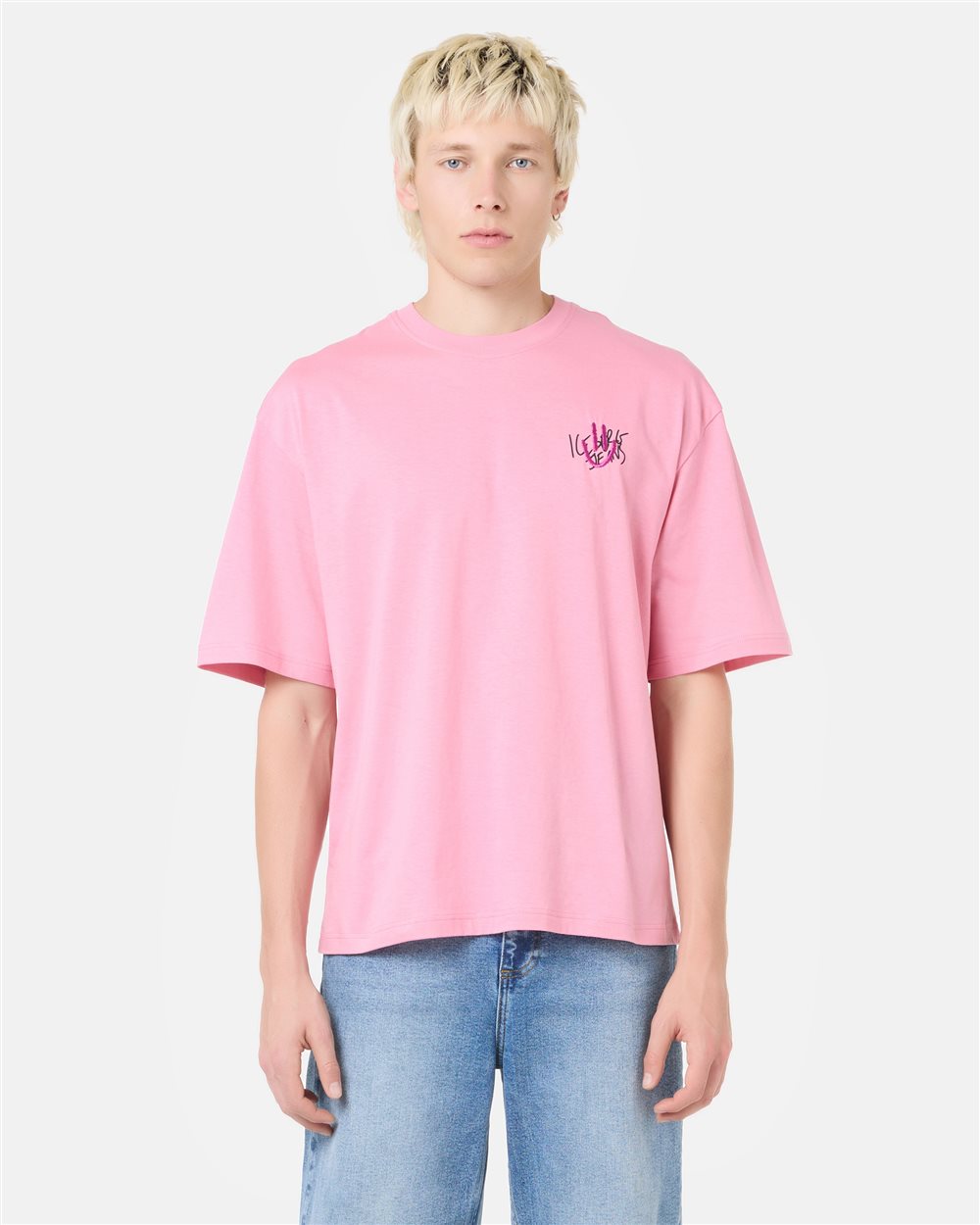 Relaxed fit girls pink T-shirt in cotton jersey with print | ICEBERG