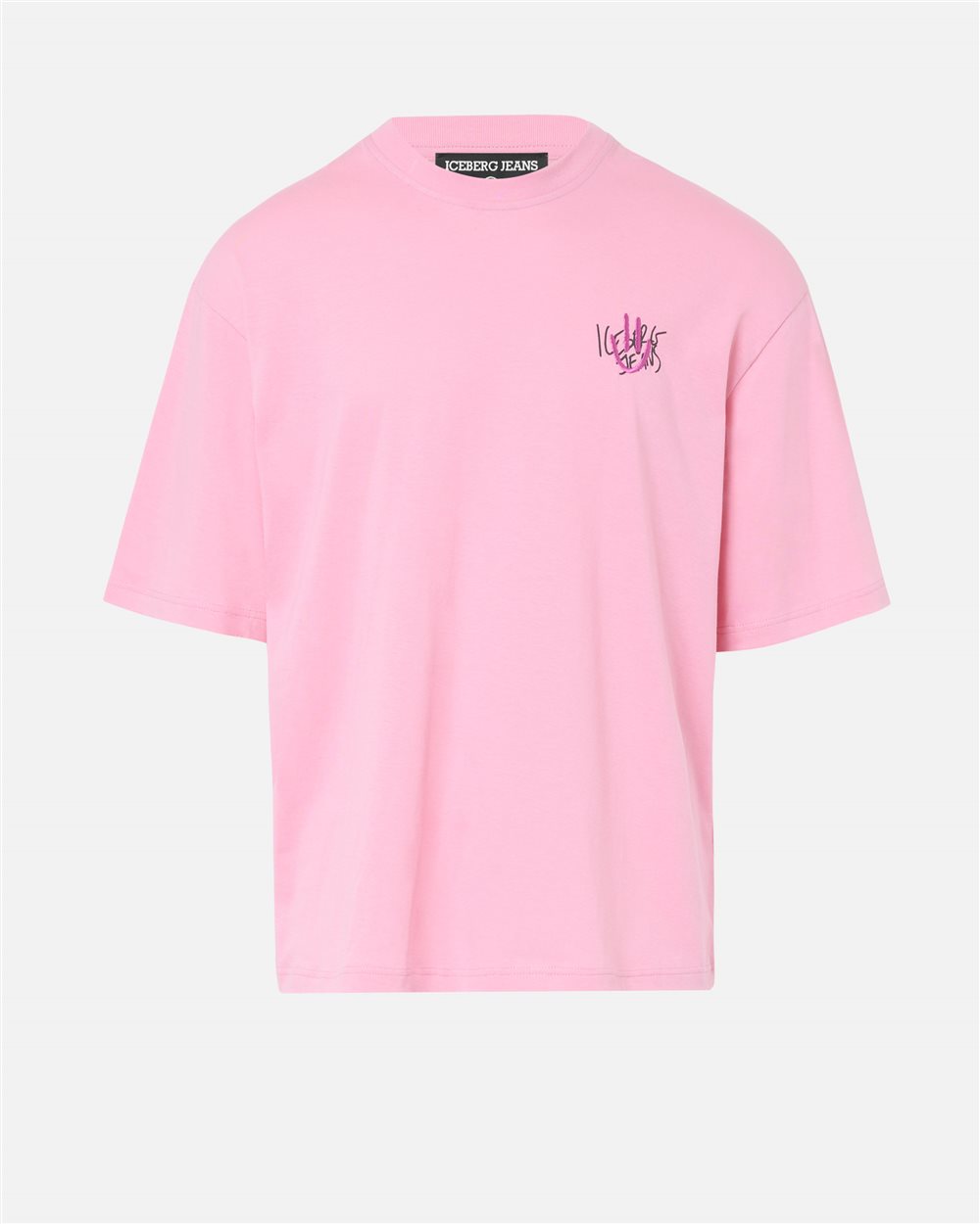 Relaxed fit girls pink T-shirt in cotton jersey with print | ICEBERG