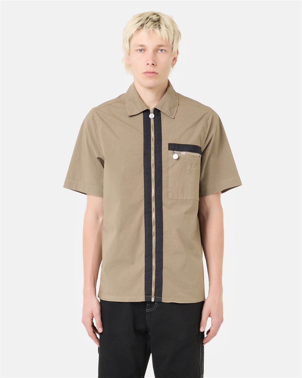 トップス ULTERIOR C/S PARACHUTE CLOTH P/O SHIRT Sage green short-sleeved shirt in cotton parachute fabric | ICEBERG