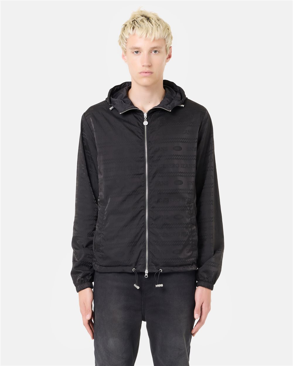 Black, K-Way fit reversible jacket in a jacquard nylon blend | ICEBERG