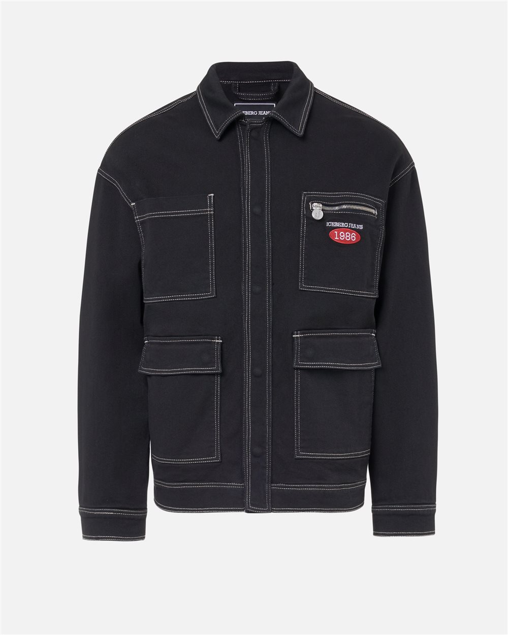 Black, work fit cotton gabardine jacket | ICEBERG